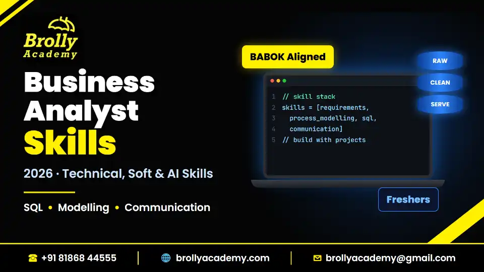 Business analyst skills 2026: technical, soft and AI skills, Brolly Academy