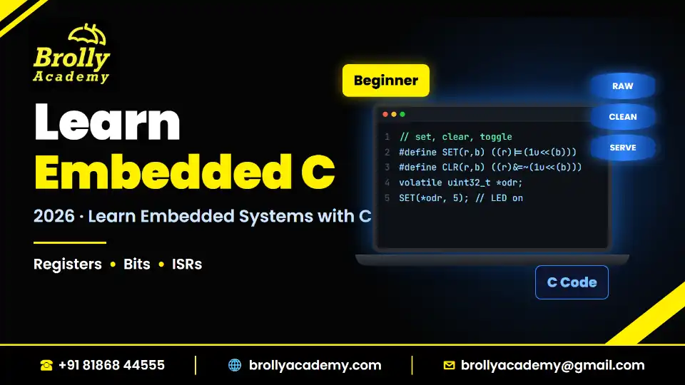 Embedded C programming guide 2026: registers, bit manipulation and interrupts, Brolly Academy