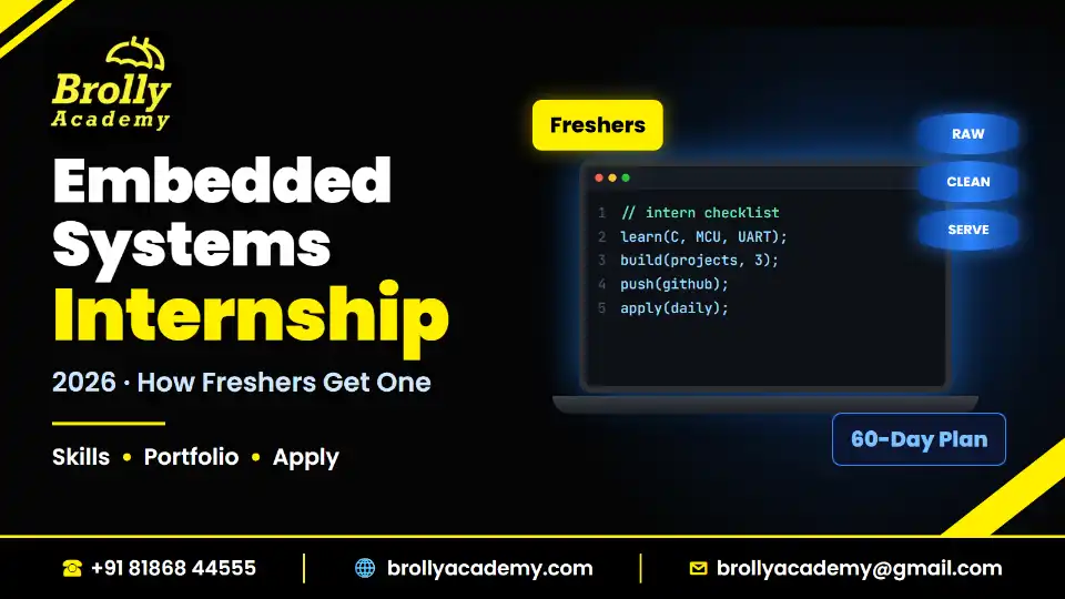 Embedded systems internship 2026: skills, portfolio and where to apply, Brolly Academy