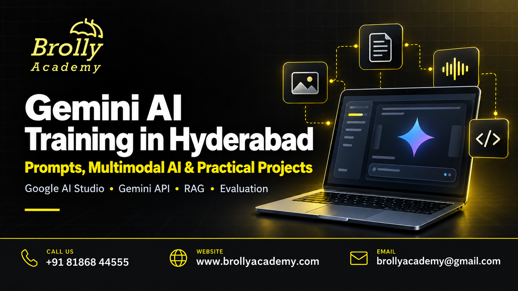 Gemini AI Training in Hyderabad: Prompts, Multimodal AI & Practical Projects - Brolly Academy