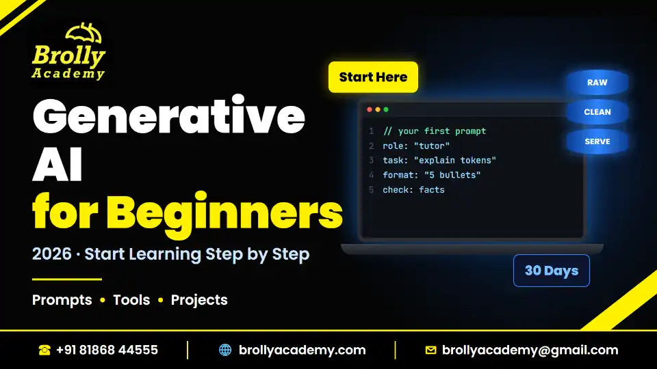 Generative AI for Beginners 2026 guide by Brolly Academy