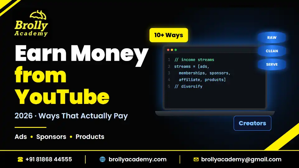 How to earn money from YouTube in 2026: 12 ways that actually pay, Brolly Academy