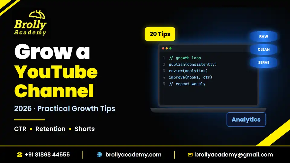 How to grow a YouTube channel in 2026: 20 practical growth tips, Brolly Academy