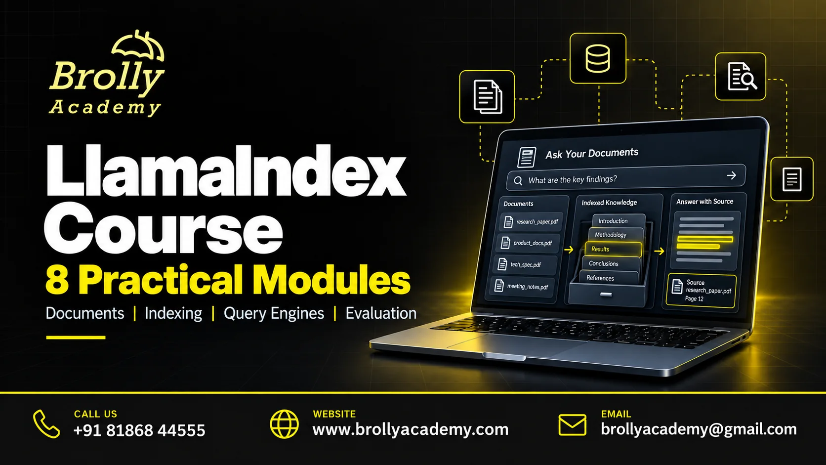 LlamaIndex Course at Brolly Academy: 8 practical modules and course contact details