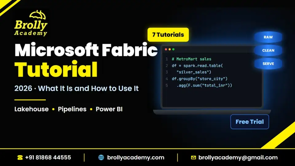 Microsoft Fabric tutorial 2026: what Microsoft Fabric is and how to use it step by step with lakehouse, pipelines, notebooks and Power BI, by Brolly Academy