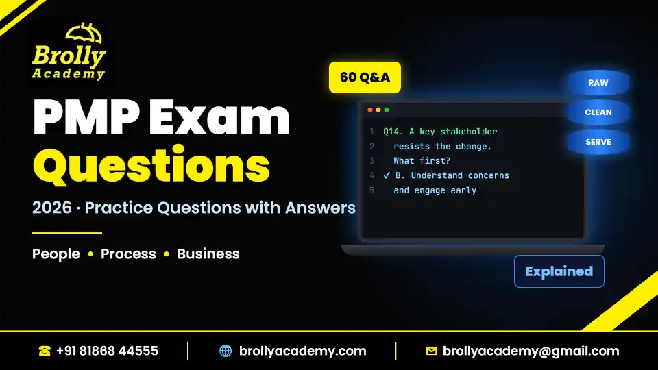 PMP exam questions 2026: sample questions with answers, Brolly Academy