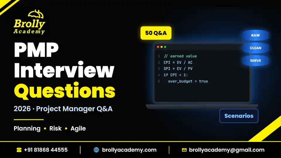PMP interview questions 2026: questions and sample answers, Brolly Academy