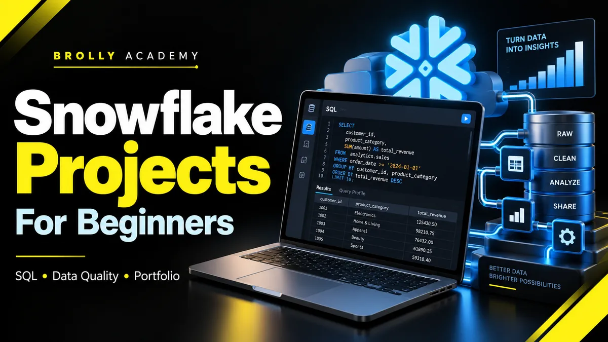 Snowflake Projects at Brolly Academy: practical SQL, data engineering and analytics projects