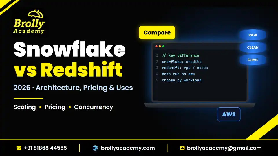 Snowflake vs Redshift 2026 guide by Brolly Academy