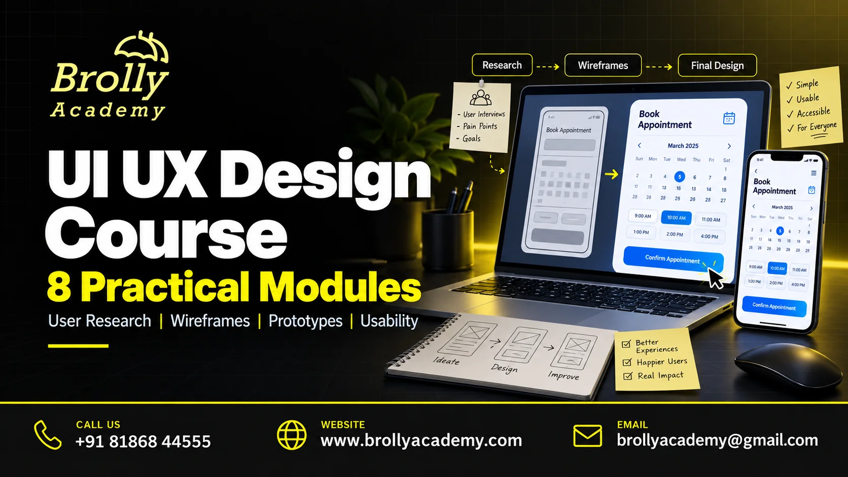 UI UX Design Course at Brolly Academy: 8 practical modules and course contact details