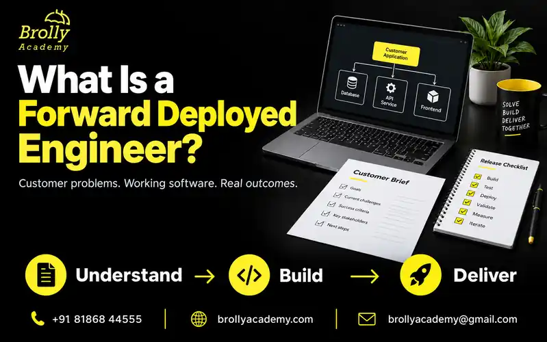 Brolly Academy forward deployed engineer guide: understand customer problems, build software and deliver working solutions.